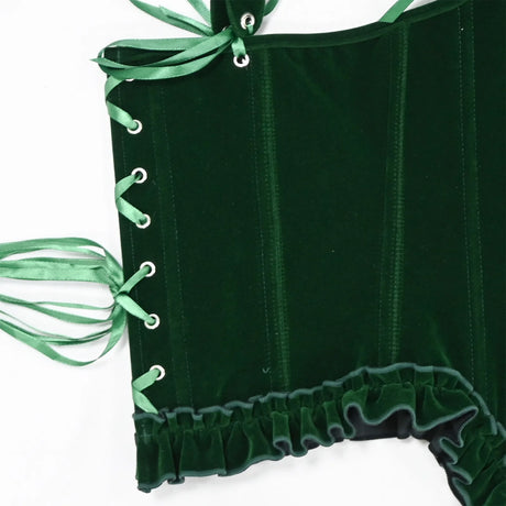 Delphine's Velvet Corset Over Bust Lace Up Boned Bodice 4 Colours