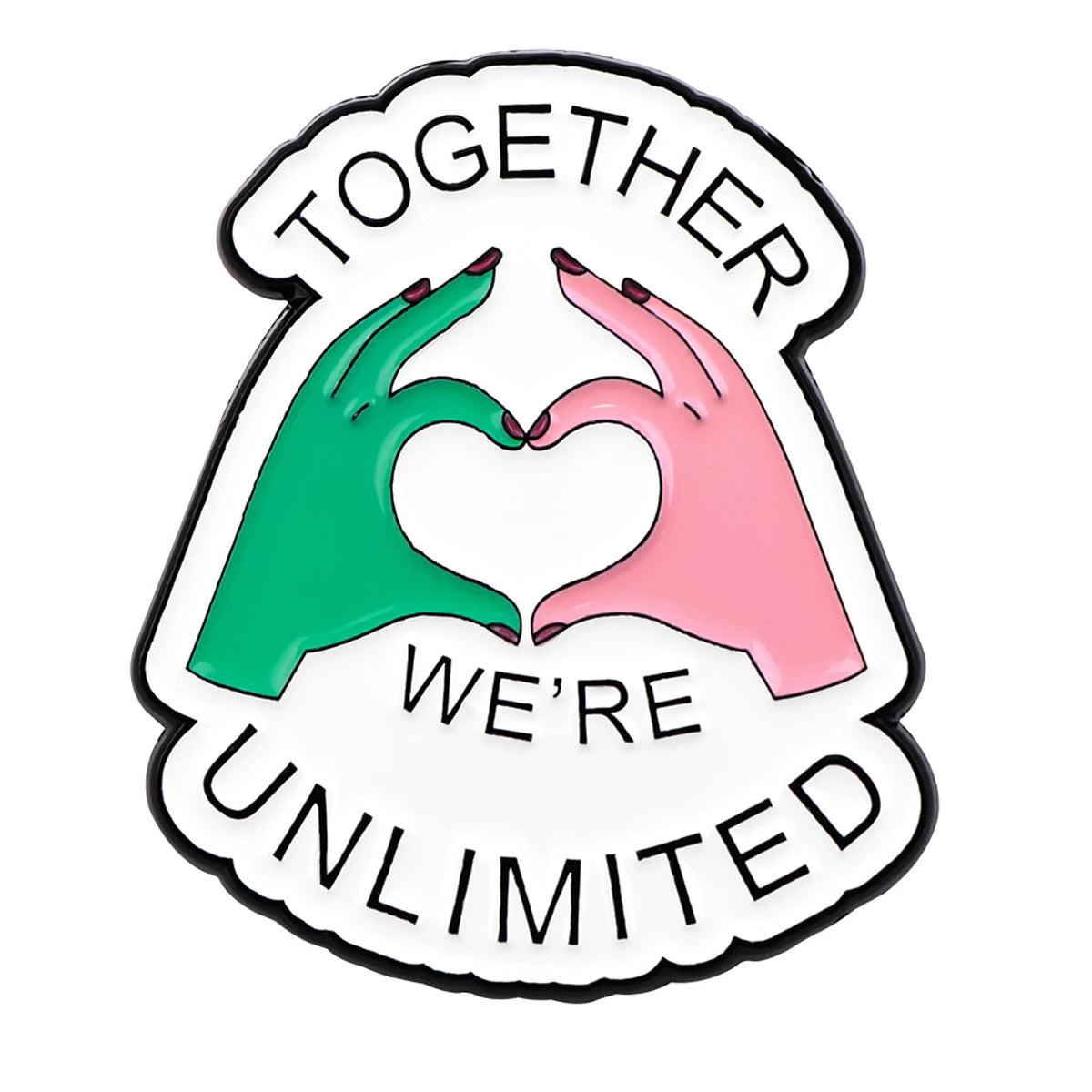 Wicked 'Together We're Unlimited' Enamel Pins Pink & Green Heart Brooches Badge Lapel Pin