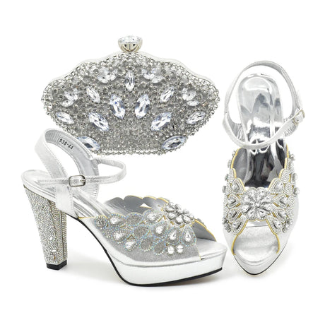 Peacock Peep-Toe Party Pumps Matching Bag and Shoes Set