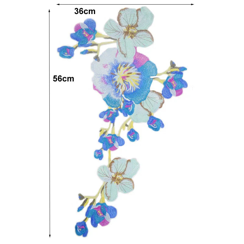 1Pc Large Flower Embroidery Appliqué DIY Clothing Sew On Accessories Patches 56*36cm