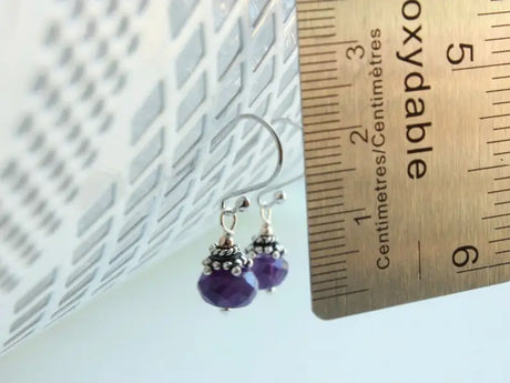 Amethyst Sterling Silver Earrings Deep purple Gemstone Everyday Classic Dangle Drops