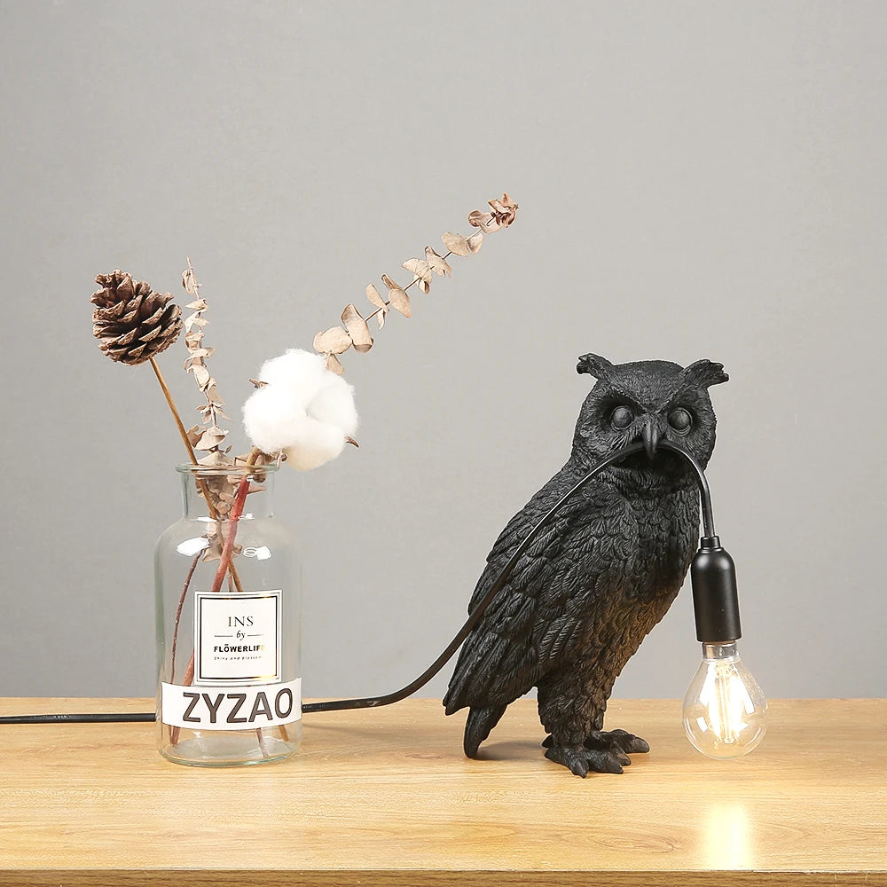 Owl Table Lamp Dark Academia Home Decor