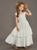 Girls Maxi Lace Chiffon Photoshoot Dresses For 3-15 Years