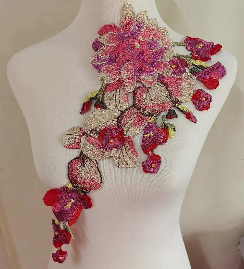 1Pc Large Flower Embroidery Appliqué DIY Clothing Sew On Accessories Patches 56*36cm
