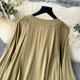 Olive's Embroidered Long Sleeve Shirt Dress