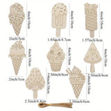 16Pcs Icecream Wooden Crafts Project Unpainted Hanging Ornaments Kids DIY Painting Gifts