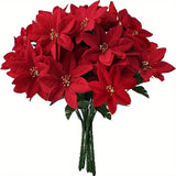 Artificial Christmas Red Poinsettia Flower Bouquets