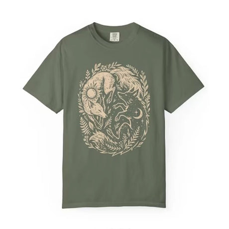 Fox Yin Yang Sun Moon T-shirt Mystical Animal Naturecore Tee Dark Academia