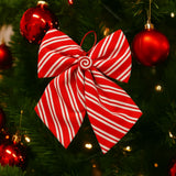 Sparkling Christmas Bow with Ribbon Christmas Tree Bowknot Flocked Wreath Xmas Decorations