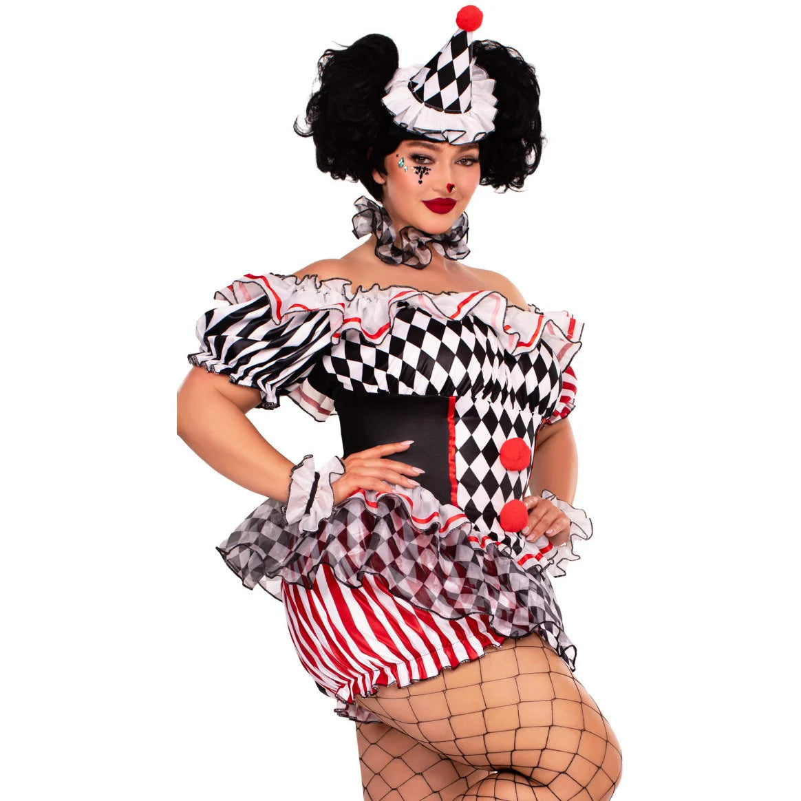Clown Cosplay Costume Circus Performance Jumpsuit Halloween Party Carnival Jester Theater Stage Performance