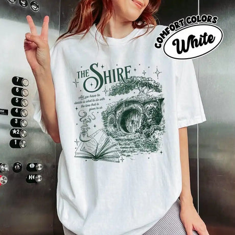 The Shire LOTR Unisex T-Shirt Cotton Tee Fantasy Book Lover Second Breakfast