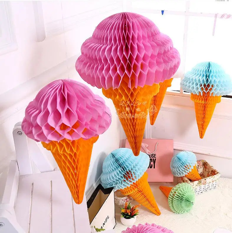 Ice Cream Honeycomb Paper Decorations