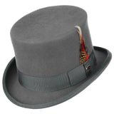 100% Wool Felt Short Top Hat With Feather
