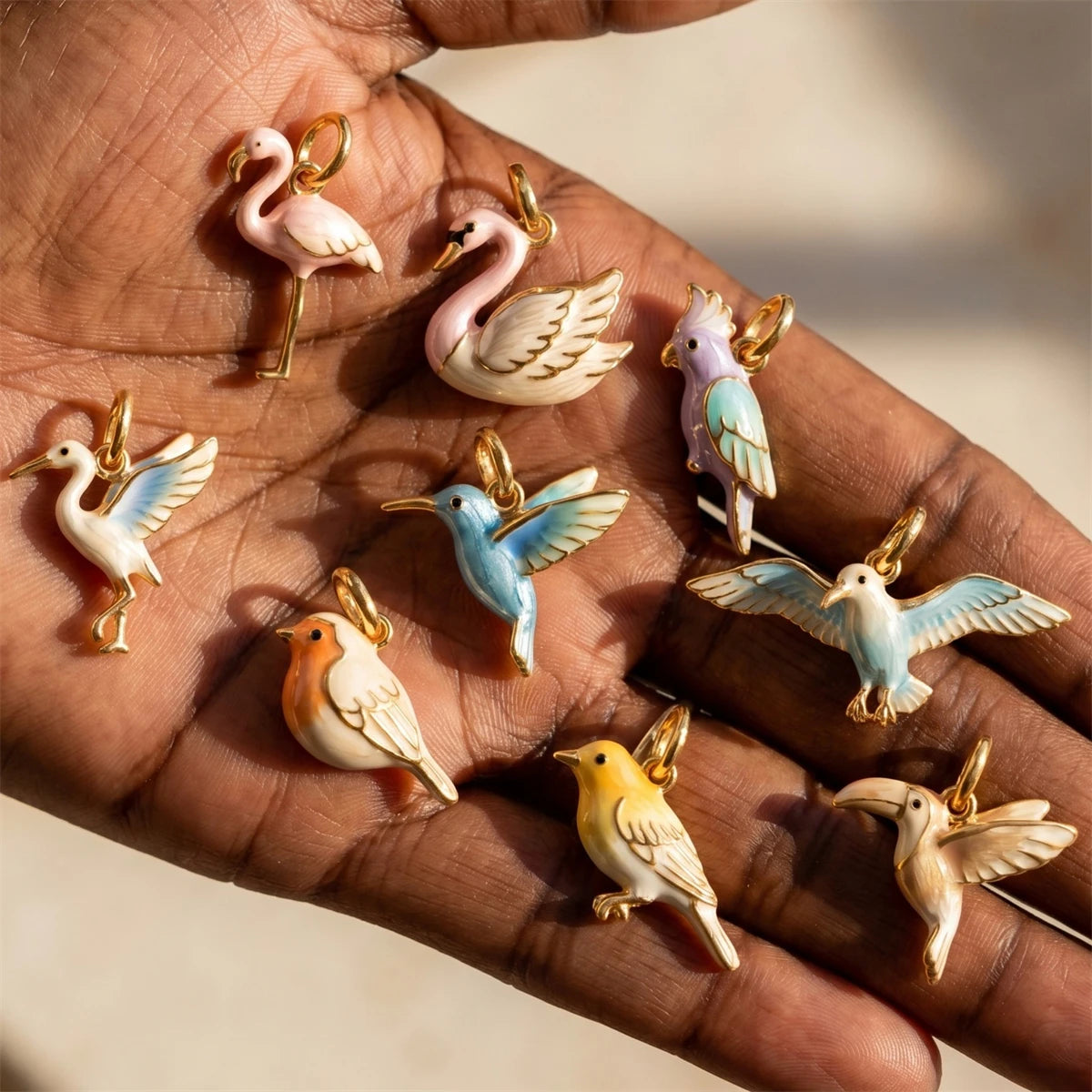 Enamel Bird Pendant Charms Necklace Bracelet DIY Jewellery Making Findings