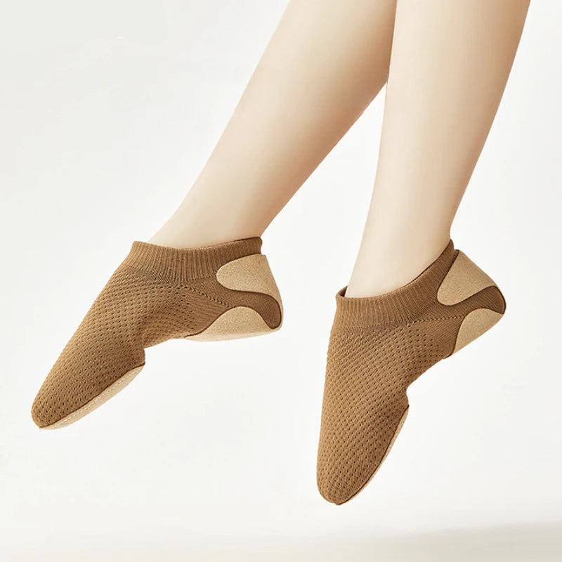 Dance Practice Shoes Latin Ballroom Jazz Tango Ballet Training Teaching Knitted Flat Shoes