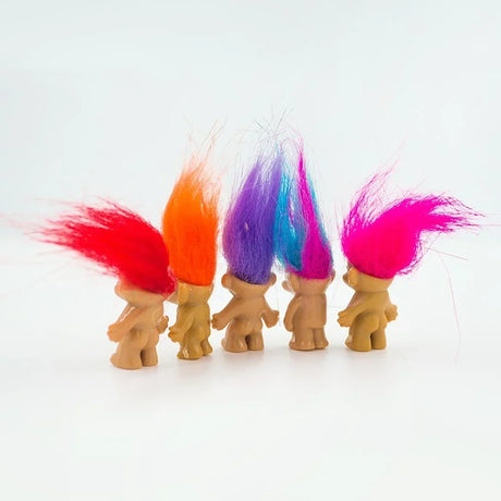 Set of Ten Mini Trolls Dolls Retro Toy Collection Gifts for Kids