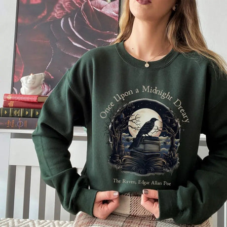 Edgar Allan Poe Sweatshirt Once Upon A Midnight Dreary Literary Poet Sweater Jumper