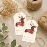 40pcs Dachshund Christmas Tags Gift Labels with Jute Rope