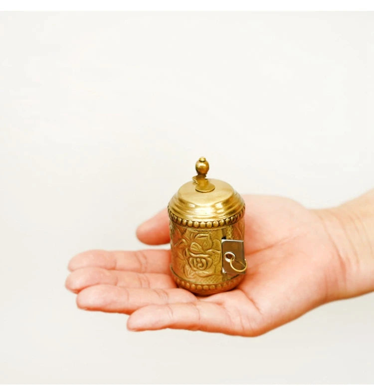 150cm Brass Floral Relief Hand-Cranked Tape Measure