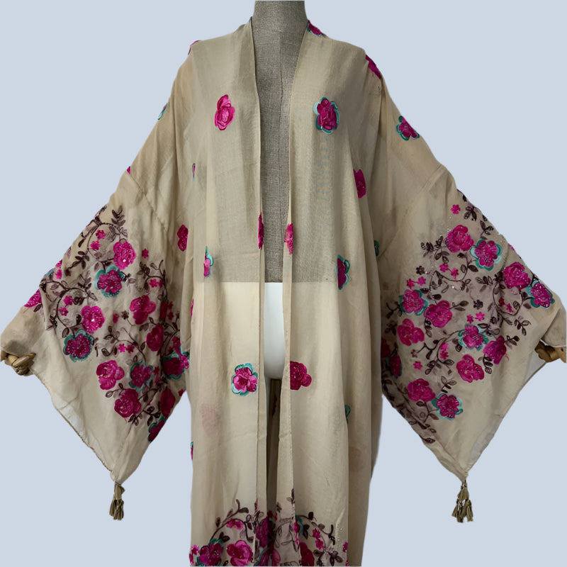 Rose's Embroidered Bohemian Cover Up Kimono