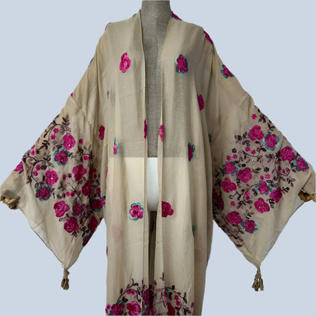 Rose's Embroidered Bohemian Cover Up Kimono