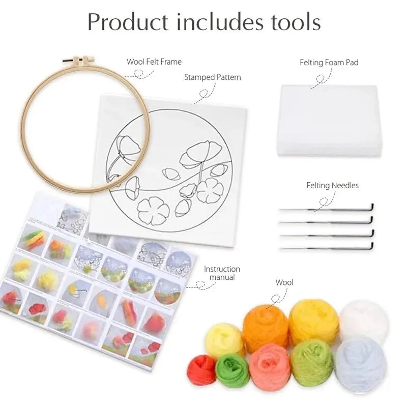 DIY Wool Felting Red Mushrooms Embroidery Kit Needle Wool Crafts