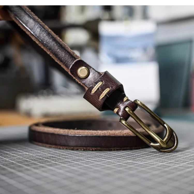 Shallee's Genuine Leather Women's Belt Pure Copper Button Western Cowboy Style