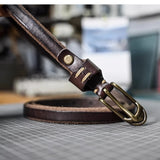 Shallee's Genuine Leather Women's Belt Pure Copper Button Western Cowboy Style