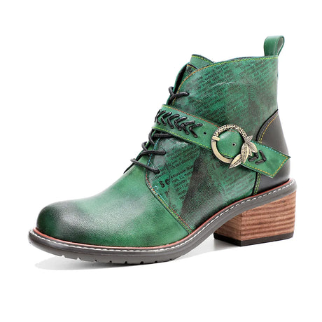 Wickedly Green Sheepskin Leather Ankle Boots