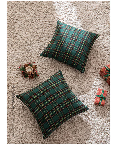 Christmas Plaid Cushion Pillow Covers Plush Pillows for Couch Sofa Living Room Decoration Nordic Home Decor