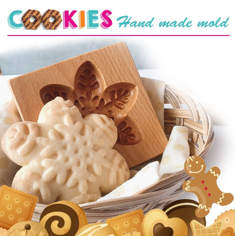 Easter Christmas Wooden Cookie Mould Gingerbread Embossing Stamp Baking Tools