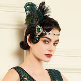 1920s Flapper Peacock Feather Headband Roaring 20s Great Gatsby Hair Accessories