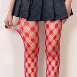 Diamond Check Fishnet Tights Pantyhose