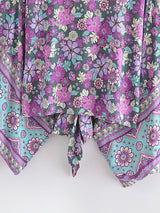 Purple Floral Boho Short Kimono Wrap Top