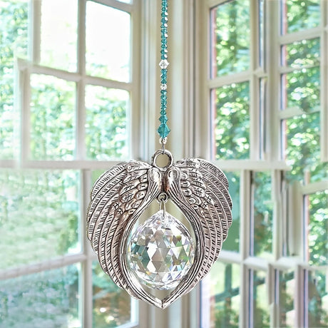Angel Wing Suncatcher Crystal Pendant Rainbow Maker with Beads