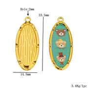 Three Enamel Little Bear Love Charms Stainless Steel Pendants for DIY Bracelets Jewellery Earrings Making