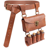 Renaissance Alchemist Leather Belt Medieval Wizard Alchemy Glass Magic Bottle Waist Bag Cosplay Belt