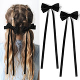 1 Pair Long Velvet Ribbon Bow Hairpins Hair Clips Barrettes