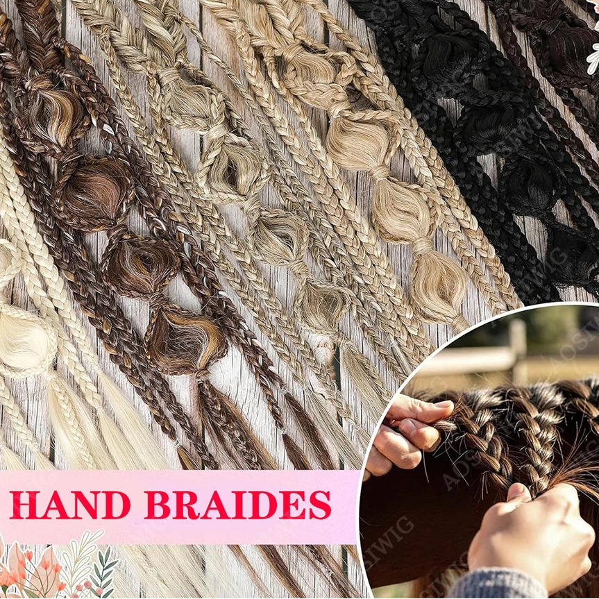 Medieval Maiden Hair Braids Clip in Hair Extensions 24 Inches Synthetic Wig Hairpieces