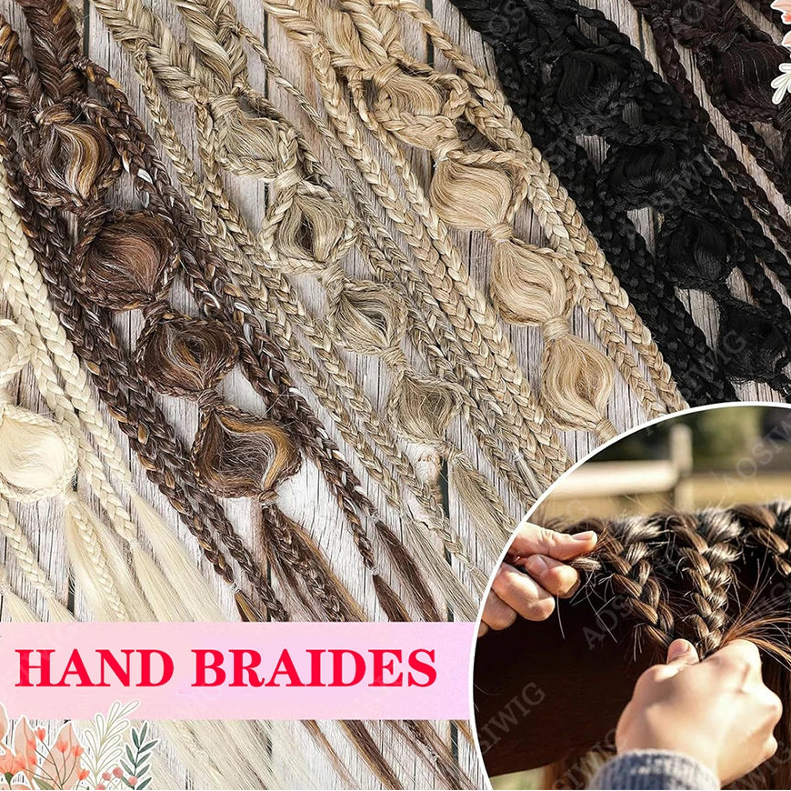 Medieval Maiden Hair Braids Clip in Hair Extensions 24 Inches Synthetic Wig Hairpieces