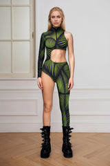 Asymmetrical Women Cyberpunk  Bodysuit Costume Colourful Jumpsuit Cosplay Halloween Party Performance Suit