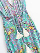 Nahlia's Wild Floral Backless Beach Boho Maxi Dress