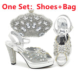 Peacock Peep-Toe Party Pumps Matching Bag and Shoes Set