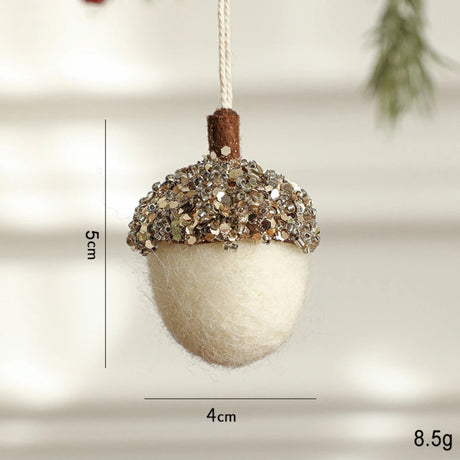 Wool Felt Glittery Acorn Ornaments Christmas Tree Hanging Decor