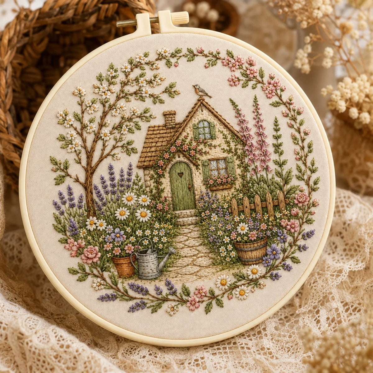 Cottage DIY Embroidery Kit for Beginners
