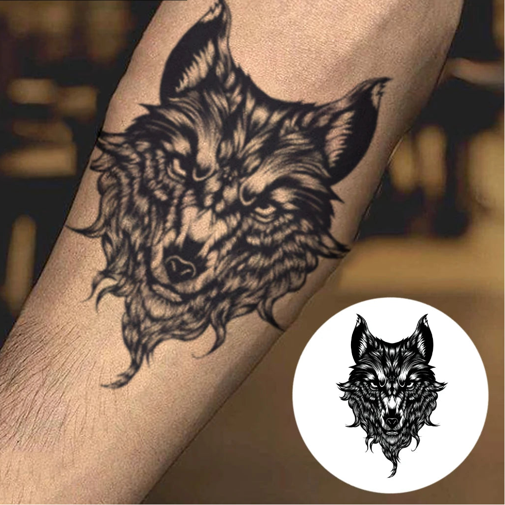 Wolf Head Temporary Tattoo