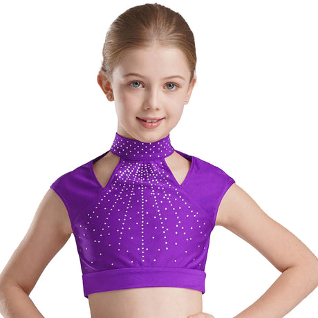 Girls Dance Crop Tops Figure Skating Modern Dance Gymnastics Stage Performance
