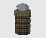 Woodsman Cotton Plaid Hooded Puffer Vest Jacket Thick Warm Winter Plaid Sleeveless Coat