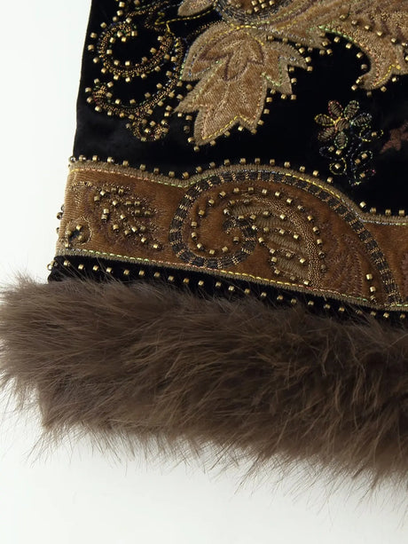 Dharma's Bead Stitched Vest Faux Fur Lined Vest