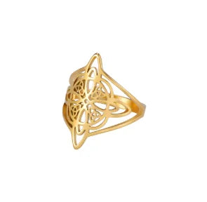 Witch Knot Ring Stainless Steel Celtic Quaternary Witchcraft Amulet Ring